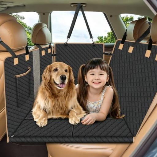 Lekesky 犬車シート 後部座席用 8枚ハードボード内蔵 滑り止め落下防止 全車種対応 ブラック