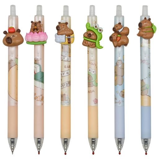 6本セットの可愛いカピバラボールペン、高品質、ユニークなデザイン,書き心地が良いことで、綺麗な筆記具 長さ-約15cm、ボール径-0.5mm、素材-プラスチック、インクの色-黒、6種類(各1本) 耐久性、 プレミアムプラスチックシェル、握りやすく、握る手の姿勢を保ち、滑りも防ぎます,長期使用に適しています 可愛い文具、筆記用具系は、カラーバリエーションも豊富に取り揃えております,軽量で持ち運びが簡単,非常に使いやすく 古典的な面白いペン。学生、友人、家族、子供、男の子、女の子、同僚、ビジネスの人々、誕生日、パーティー、ビンゴ景品、親愛なる友人や親戚のための美しい、魅力的な、スタイリッシュでエレガントな贈り物