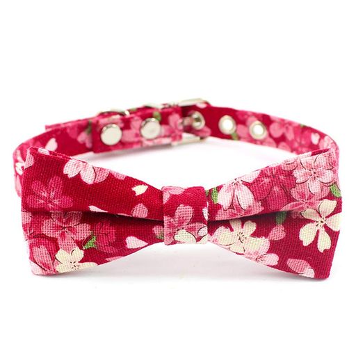 樂天商城 - MinniLove 猫 犬 ペットの首輪 桜の花 かわいい 調節可能 軽量 快適 おしゃれ (桜の花 - ピンク S)
