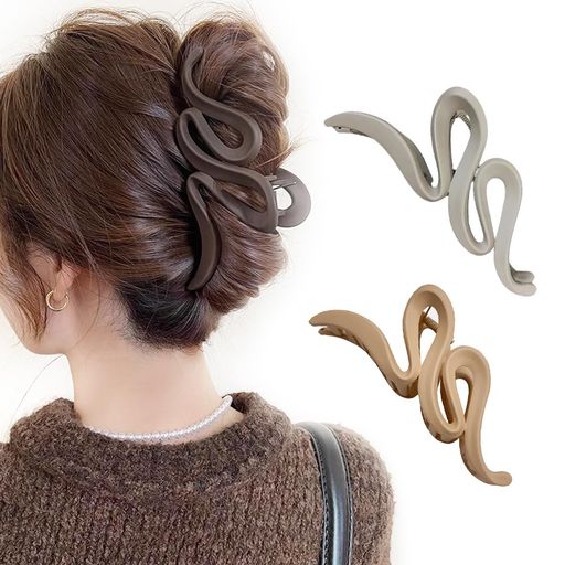 2個セットバンスクリップ ヘアクリップ オフィス シンプル ヘアアクセサリー 髪留め 人気 髪飾り クリップ 大きめ 韓国風 オフィス おしゃれ 贈り物 レディース用 (米色+カーキ色)