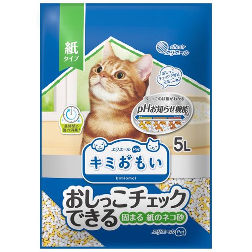 エリエール Pet エリエールペット キミおもいおしっこチェックできる固まる紙のネコ砂5L