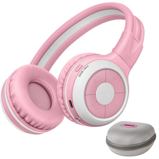 SIMOLIO KidyCast 子供用ヘッドフォン ワイヤレス Auracast Bluetoothヘッドフォンマイク付き子供用 ワイヤレス音声共有 折りたたみ式、軽量&快適、学校・オンライン授業・旅行・タブレット・飛…