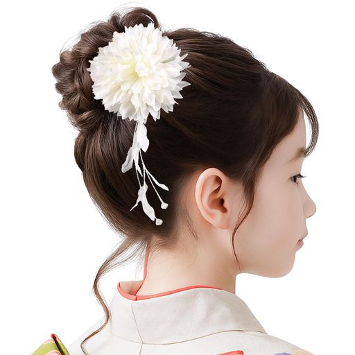 其它 - [OTAKUMARKET]浴衣髪飾り子供花夏祭り花火大会和装アクセサリー胡蝶蘭成人式卒業式七五三振袖着物キッズ1-2点セットクリップレディース5カラー(05白単品)
