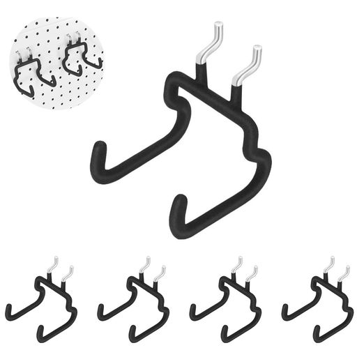 乐天商城 - 5本有孔ボードフック黒パンチングボードフック有効ボードフック穴ピッチ25mm耐荷重20kg固定止め金具取り付け金具ブラック有効ボード用商品展示壁面収納
