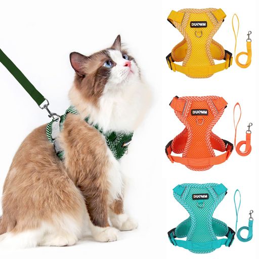 Paipeper 猫 ハーネス 胴輪 リード 抜けない ダブルロック 猫用品 オシャレ 小型犬兼用 反射素材 かわいい メッシュ 軽量 通院 災害 避難 お散歩 10色展開(グーリン S)