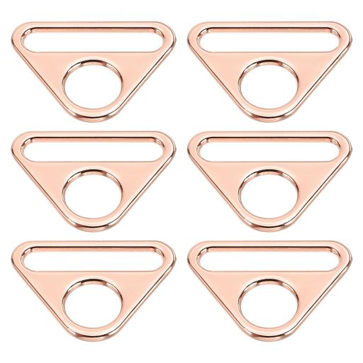 [PATIKIL] トライ アングルバックルアジャスターDリング 1.5” メタルトライ アングルバックル6個セット バースイベルクリップ付き 財布バッグストラップループ 犬タグクリップ ローズ金色