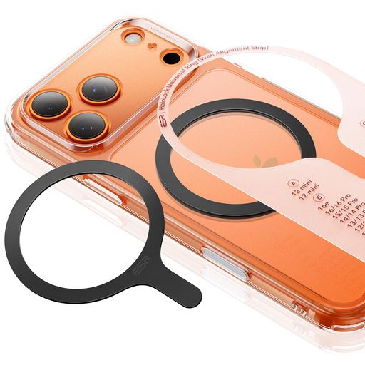 ESRmagsafeリングマグセーフシール位置合わせクリップ付属強力吸着最適位置マグネットリングステッカー磁気ワイヤレス充電対応キット超薄型磁気固定メタルリングスマホケース用HaloLockユ…