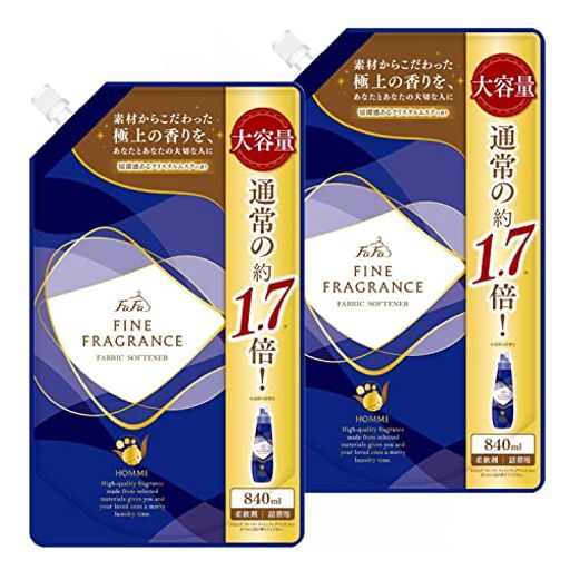 【まとめ買い】ファーファファインフレグランス柔軟剤オム840ml大容量詰替クリスタルムスクの香りx2個..