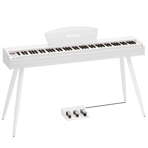 【88鍵ハンマーアクションピアノ】WENCAI電子ピアノの鍵盤はアコースティックピアノをシミュレートしています。伝統的なピアノのアクション構造を模倣した鍵盤は、指の力を正確に捉え、グランドピアノのタッチを体感できます。ピアノ試験に適した運指練習。 【優れた音質】ピアノは一流のフランスDREAMチップを採用し、デジタル処理を通じてダイナミックでリアルなグランドピアノサウンドを復元し、音質が総合的に向上し、応答速度は遅延なく非常に高速です。音の損失。グランドピアノさながらの演奏感と没入感を実現します。高出力スピーカーを使用すると、サウンドがより立体的になり、音質が向上します。 【多様な電子ピアノ】128種類の音色、100のリズム、88のデモソング、録音、デュアルキーボード、移調、メトロノーム、サステイン、コードなどの機能を内蔵し、さまざまな音楽スタイルを探索できます。最大128音のポリフォニー(最大同時アーティキュレーション)に対応し、USB-MIDI端子を装備しているので、独学やスマホやタブレットの音楽アプリで教えることができる。
