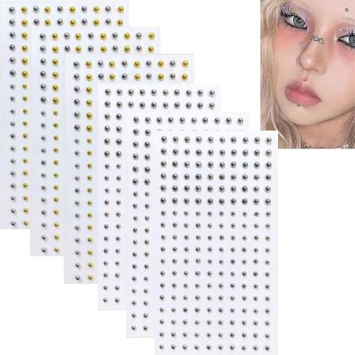ピアスシールパールシール顔シール6枚自己粘着性ラインストーンステッカーアイメイクデコレーションシ..