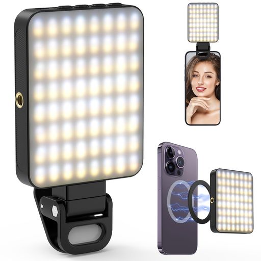撮影用ライト[USB充電式+磁気吸引]DIYIFEスマホライト自撮りライト128LED10色モード3段階調光小型クリップ式リングライトリングライト会議/スマホ/ビデオ/VLOG/写真/自撮り/動画撮影用持ち運…