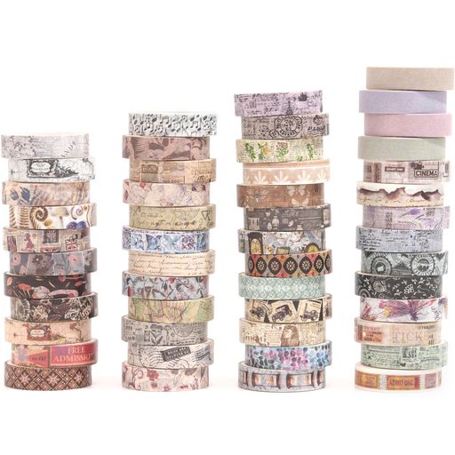 YUBBAEX50巻ヴィンテージマスキングテープセットレトロプリント和紙テープアート・DIYクラフト・バレッ..