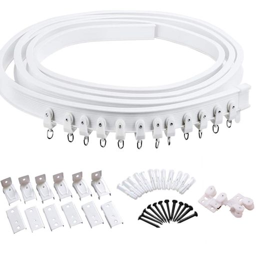 曲がるカーテンレール切断用金鋸付きマグネットランナー付き出窓間仕切り取り付けかんたんシングルRING..