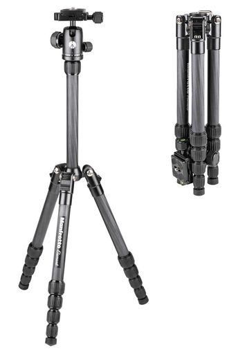 マンフロット(MANFROTTO) ELEMENT 三脚 スモール ブラックカーボン 耐荷重4KG 5段 開脚角度3段階調整 コンパクト 軽量 キャリングケース付属 MKELES5CF-BH