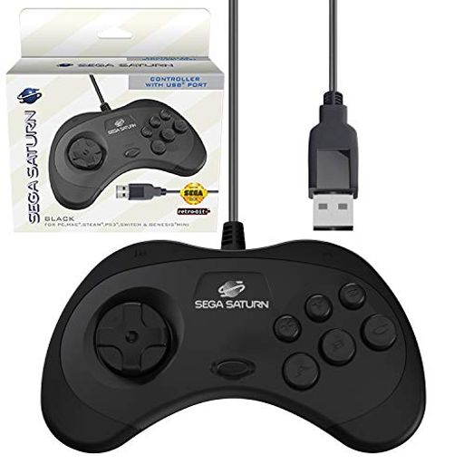 セガ公認 サターン ゲームパッド コントローラー OFFICIAL SEGA SATURN USB CONTROLLER 8-BUTTON ARCADE PAD BLACK FOR PC/MAC/STEAM