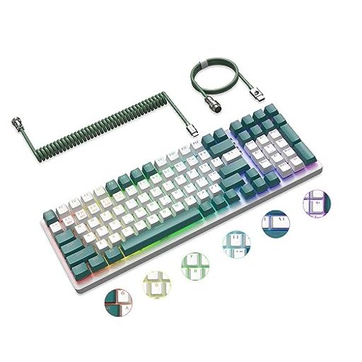 A.JAZZ+ZiYouLangK6ワイヤレスキーボード96%3モードメカニカルホットスワップ2.4Ghz/Bluetooth5.0/Type-C4000mAhコイル状USBケーブル付き赤軸キーボード18RGB A.JAZZ+ZiYouLangK6ワイヤレスキーボード96%3モードメカニカルホットスワップ2.4Ghz/Bluetooth5.0/Type-C4000mAhコイル状USBケーブル付き赤軸キーボード18RGB