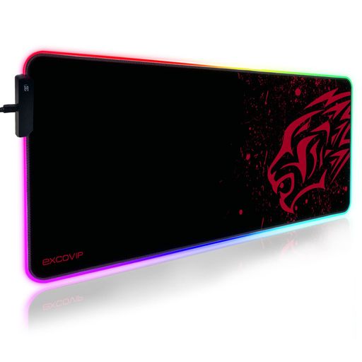 excovipRGBゲーミングマウスパッド大型800*300*4mmマウスパッド拡張USBLED発光マウスパッド7色の発光色カラフル滑り止めラップトップマットオフィスおよび家庭用デスクマット(RGBレッドレオパ…(2.0)