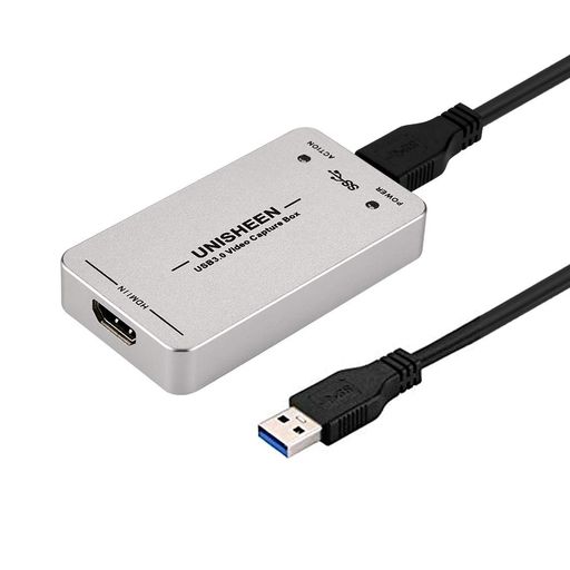 UNISHEEN USB 3.0 キャプチャ HDMI ビデオアダプターカード ブロードキャスト ライブストリームと記録 HDMI - USB 3.0 ドングル HD 1080P ライブストリーミングビデオゲームグラバーコンバータ…