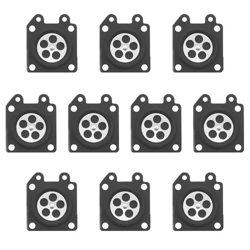 【セット内容】キャブレター ダイヤフラム10枚セット。 【サイズ】長さ:28mm、幅:33mm。 【簡単な取り付けと操作】特別な工具は不要で、誰でも簡単に取り付け可能。素早くメンテナンスを行いたい方に最適なアイテムです。 【多機種対応】Walbroの各種モデル(WA、WTA、WT、WYK、WYL、WY、WYJ、WYM、WYP、WZ)に対応しており、汎用性の高いアイテムです。様々な機器に適合します。 【多用途で便利なアイテム】草刈機やチェンソー、小型トリマーなど、多くの機器に適用可能。どんな作業にも対応でき、メンテナンス作業をより効率的にします。