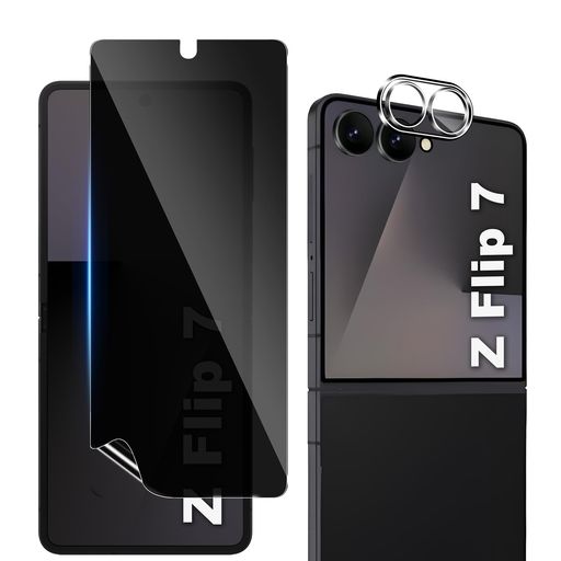 For Galaxy Z Flip7 フィルム 覗き見防止+カメラフィルム TPU+強化ガラス Ubefuu Galaxy Z Flip7 のぞき見防止 プライバシー保護 耐衝撃 指紋防止 防水 気泡防止