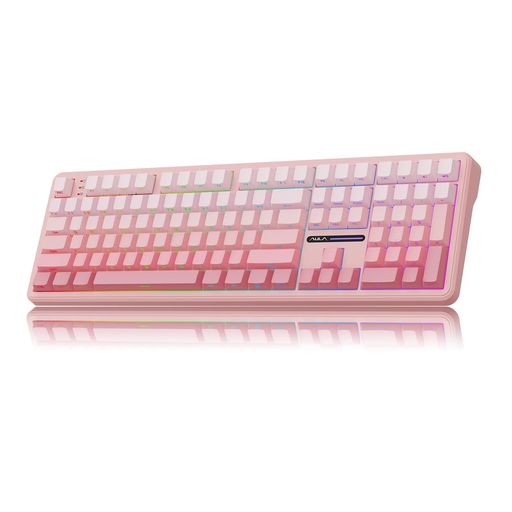 MechLands Aula F108 100% ワイヤレス ゲーミングキーボード 4000mAh バッテリー フルサイズ カスタム ガスケット メカニカルキーボード プログラム可能 108 キー ホットスワップ対応 Win/Mac 対応 (Pink