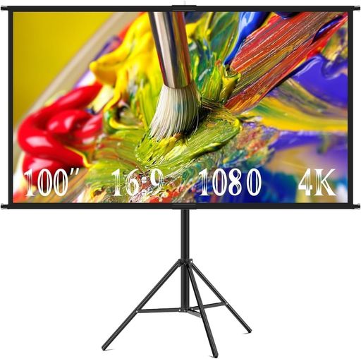 NODIBROプロジェクタースクリーン自立式4K対応軽量携帯型高さ調節可能100インチ組み立てが簡単ポータブ..