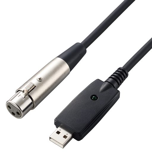 XLRプラグを搭載したダイナミックマイクをパソコンに接続して簡単に音声を録音することができるマイクUSBケーブルです。※ファンタム電源供給非対応。ダイナミックマイク専用です。 豊かな中音域と抜けの良い高音域が特徴のクセのないバランスの良いサウンド特性です。 パソコンだけでなく、iPhoneや音声入力に対応したAndroidでもご利用いただけます。※iPhoneやAndroidでのご利用の場合、アプリ側での外部音声入力対応が必要です。 22AWGの太い導線を採用し、減衰の少ないクリアな音を演出します。 ドライバーインストール不要で接続するだけですぐにご利用いただけます。※本製品をWindowsでご利用の場合は、Windows標準サウンドドライバーが適用されます。