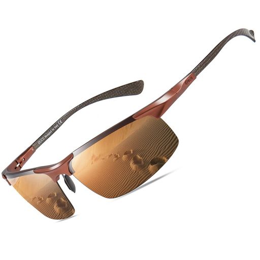 Sunglasses - [DUCO]サングラスメンズ大きいサイズ偏光サングラススポーツUV400へんこうさんぐらすブラウン大きな顔に向け高級炭素繊維素材超軽量運転/自転車/釣り/ランニング/ゴルフ用8277