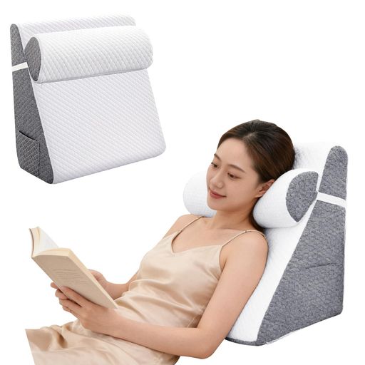 Homthy【理学療法士監修】三角クッション三角枕高反発メモリーフォーム背もたれクッション傾斜枕うつぶせ枕腰枕背もたれ足枕うつ伏せ寝枕滑り止めカバー取り外し就寝用読書用テレビ枕