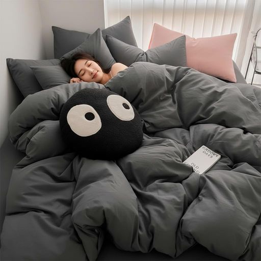 布団カバー掛け布団カバーシングル3/4点セットboxシーツふとんカバー寝具カバーセットボックスシーツベッド用敷き布団用肌に優しい丸洗い引っ越し新居(ダークグレー純色セミダブル-4点…