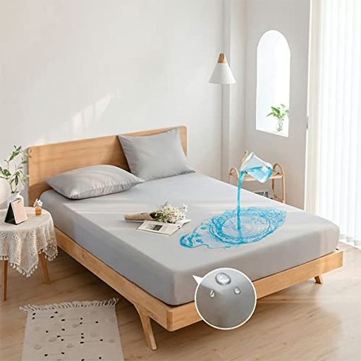 Bedding - 【綿100%】Vallein防水シーツ側面防水シングルボックス全面防水ボックスシーツダブルセミダブルおねしょシーツ大人用赤ちゃん介護用シーツベビー保育園介護用ペット防ダニ丸洗い可能