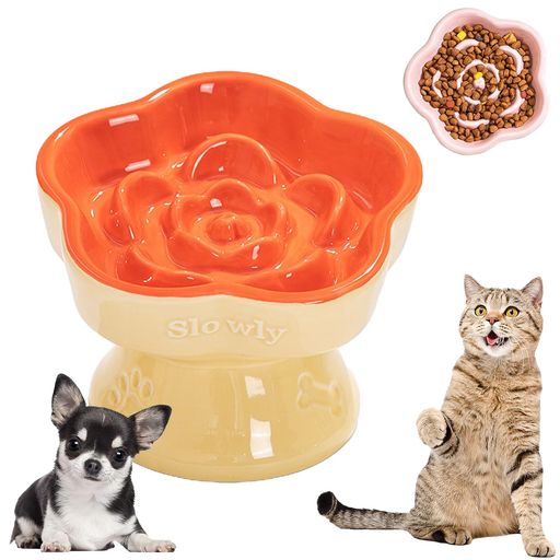 早食い防止 【食べる速度を10倍遅くする】猫や犬が早食いして嘔吐、吐き戻し、肥満などの健康上の問題を引き起こすのを効果的に防ぎます。猫や犬が健康的な食習慣を確立できるようにします。猫用フードボウルスローフィーダーの容量は約180gで、小型犬、中型犬、さまざまな年齢の猫に適しています。 【盛り上がった花柱デザイン】犬や猫の食事の楽しみを増やし、不安、退屈、破壊的な行動を減らします。同時に、隙間のある柱状の配置により、当社の犬早食い防止食器はドライフードとウェットフードの両方に使用できます。 【高さ傾斜早食い防止食器】早食い防止食器は15度の角度がついていて、猫ちゃんがのぞき込まずにご飯を食べられるようになっています。猫がより自然に快適に食事ができるようにし、食事中の猫の首、背中、消化器系にかかる圧力も軽減します。 【高品質のセラミック製】プラスチック製の早食い防止食器やシリコン製の早食い防止食器に比べて、噛まれたり壊れたりする可能性が低く、購入した破片を飲み込んでペットが窒息する心配もありません。また、セラミック素材は十分な重さがあり、猫が簡単に押したり倒したりすることはありません。