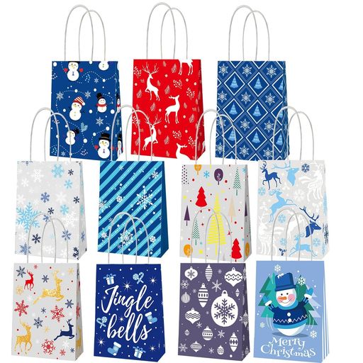 Bags - AUGSHYOクリスマスラッピング袋11枚紙袋手提げ小約21cmx16cmラッピング袋プレゼント用クリスマスらっぴんぐ袋ギフトバッグプレゼント袋小包装袋ブルー