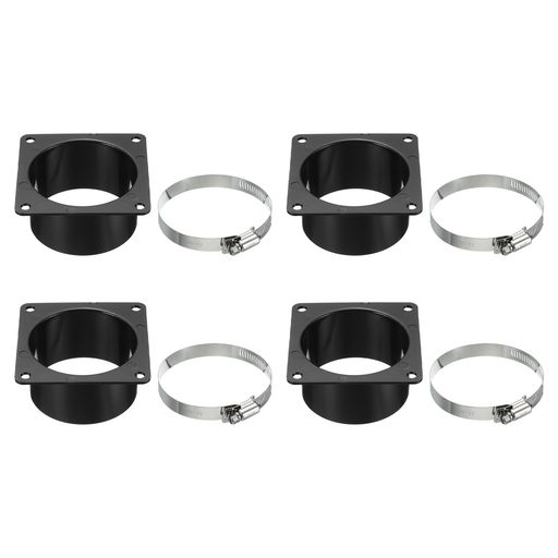 PATIKIL 76.2 mm ダクトコネクタフランジ 4個 乾燥機通気壁プレート 正方形-丸型ストレート クランプ付き 暖房 冷房 換気扇用 黒