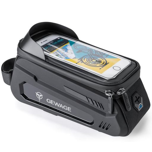 GEWAGE自転車トップチューブバッグ8インチまでのスマホ対応大容量1.7L防水バッグタッチパネル対応安定感