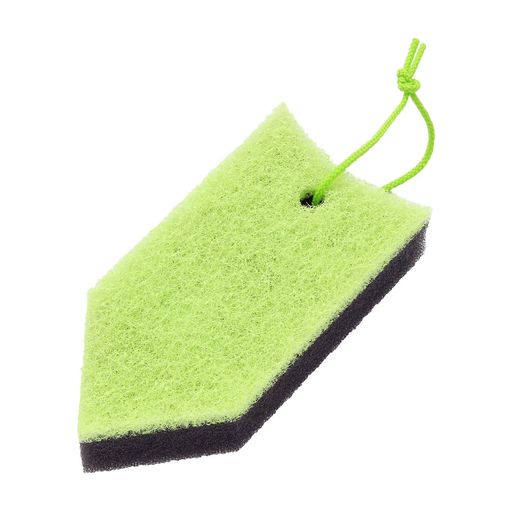 サイズ:7.5x4x16cm 生産国:日本 研磨スポンジ&amp;極細ブラシの両面を使い分けることで汚れとカビを落とする。 V字カットの先端が壁の隅まで届く。 立たせた時に水切れが良くなるアーチ型形状。 収納に便利な吊り下げ紐付き。 研磨スポンジ面:研磨粒子(アルミナ超微粉体)と特殊ゴム加工の摩擦力でガンコなカビや汚れをこすり落とする。 極細ブラシ面:極細ブラシがスポンジでは届きにくい凹凸床や壁のミゾに入り込んだ汚れや赤カビをしっかり落とする。