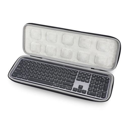 Qanuxy 羅技MX Keys とMXキーキーボードの頑丈なスーツケース、ソフトライニング付きの硬質EVA保護ハンドバッグ、ワイヤレスキーボードと付属品の防振防塵カバー