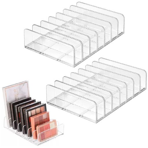 SensaBlissアイシャドウスタンド2個セット7仕切りアクリル収納ケースコスメ収納化粧品収納スタンド卓上メイク収納ボックス透明アクリルスタンドメイクボックス小物入れクリアケース(17cmx…