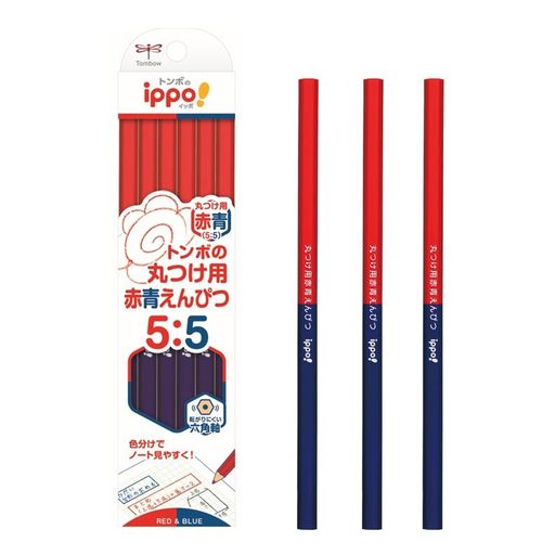 彩色鉛筆 - トンボ鉛筆赤青鉛筆(5:5)12本丸つけ用六角ippo!1ダースCV-KIVP