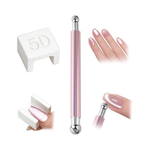 【球形両用マグネットヘッド&amp;U字型キャッツアイ用磁石】球形マグネットヘッドのキャッツアイネイルステックとU字型マグネットベース。単一ツールの限界に別れを告げ、この1セットでクリエイティブなDIYからクイックな模倣まで、あらゆるニーズに対応。独自デザインを追及するプレイヤーにも、効率を重視するネイリストにも、この組み合わせが作業の能率を飛躍的に高めます。 【操作簡単】U字型マグネットベースは平面にしっかり固定できる設計です。複雑なテクニックは不要。指をくぼみに入れるだけでマグネットパウダーが自動的に吸着し、片手でも楽々操作できます。キャッツアイネイルステックは、ペンを握るような自然で快適な握り心地。軽く回すだけで美しいキャッツアイネイルが完成します。 【軽量コンパクト】小さくて軽いので、化粧ポーチや収納ボックスに収納可能。出張や旅行先でも、いつでも新しいネイルを楽しめます。煩雑で重いネイル工具とはもうお別れ。キャッツアイジェルの造型操作を軽々と完了させましょう。