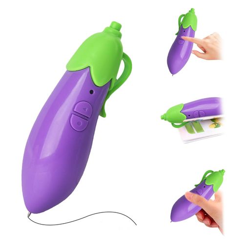 aninakoニンジンレコーダーペントイ子供用60秒で録音にんじんペンボールペンライティング&ボイスレコーディングかわいいギフト学習教育子供用インクペン男の子女の子向け(1ナス型)