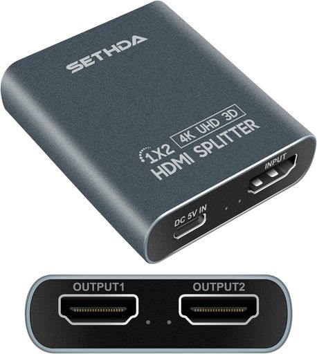 【HDMI 分配器 1入力 2出力】本HDMIスプリッターは2台のhdmi出力機器に同時に出力できます。 1つのHDMI入力信号を同時に劣化なく二つのHDMI 信号に分けて出力することが可能です。 (注意:ミラーモードに対応できますが、拡張モードに未対応です。) 【4k@60Hzに対応のHDMIスプリッタ】解像度は4K@60hzに対応のTVやモニターに対応可能なHDMI2出力分配器です。モニター/プロジェクタ/HDTVに接続して、大画面で高画質の映像を楽しめます。解像度が4Kの場合、HDMI信号を10Mまで伝送可能、1080Pの場合は20Mまで伝送できます。 【使用簡単の2出力分配器】HDMI 分配器スプリッターのセットアップと操作が簡単, HDMIデバイスとACアダプターを接続するだけで。HDMI分配器の小型軽量で場所を占有する心配なし、持ち運びしやすいです。何番の入力端子の映像を出力しているか一目でわかるLEDライト搭載します。 【幅広い互換性】ほとんどのHDMI端子が搭載されるデバイスと互換性があります。