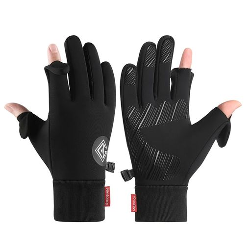 Glove - 防寒グローブメンズ防寒手袋アウトドアグローブ【2本指出し設計・寒い日でも手袋を脱ぐことなくスマホ使える】暖かい裏起毛素材・革新的な柔らかさ防風防水防寒滑り止め加工サイク…