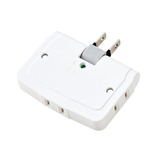 雷サージから電子機器を守る、雷ガード機能を搭載。1つのコンセントから3口に電源を分配することができる雷ガード付きトリプルタップ。 1つのコンセントから3口に電源を分配することができる雷ガード付きトリプルタップです。 薄型タイプなので狭いスペースでの使用にも適しています。 狭い場所でも配線しやすい180度スイングプラグを採用しています。 雷サージから電子機器を守る、高性能雷サージ吸収素子を内蔵しています。 最大サージ電圧2,500Vの高性能雷サージ吸収素子(バリスタ)を内蔵していますので、雷によるパソコンやAV機器などの電子機器への被害防止に有効です。 ※最大サージ電圧2,500VはIEC61000-4-5規格に基づく数値です。 プラグの刃の根元に絶縁キャップが付いており、トラッキング現象による火災の防止に役立ちます。 耐熱性に優れたユリア樹脂を使用していますので、万一の発熱の際にも融解しにくく、電気火災の防止に有効です。 下面・両側面に差し込み口が1口ずつあります。 雷ガード作動中に点灯するLEDランプがついています。