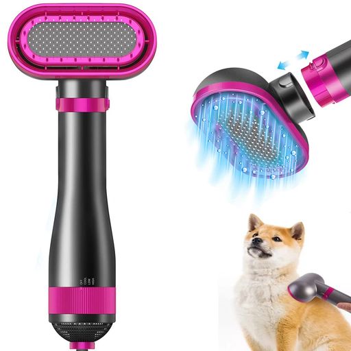 【最新改良版2IN1機能ペットドライヤー】:ヘアドライヤーとブラシ2 in 1機能、片手でも簡単に操作できます!!! ブラシ付きのペットドライヤーはペットの毛の奥まで乾き、ペットの抜け毛をきれいに梳かしながら、ペットをマッサージもできます。 ブラシには細くて円形の針先を採用、肌に優しく、ペットの毛をふわふわ滑らかになります。 【温度三段階調節可&amp;安全な過熱保護】ペットドライヤーは通常のドライヤーとは違って、ペットの安全性をよく考えて、3段階の温度調節が可能です(冷風モード、弱温風モード、強熱風モード)。冷風モードは約45°C、弱温風モードは55°C、強熱風モードは65°Cです。また、ニャンちゃんとワンチャンの安全を考え、過熱防止機能を備え、ドライヤー本体の温度が高すぎると自動的に電源を切り、火傷の心配もありません。通電していないときもマッサージ、ペットブラシとして使えられます。普通のうるさいドライヤーに怖られるペットちゃんには最適です。これは確かに小動物にとって新一代のお勧めのお手入れ用品です。
