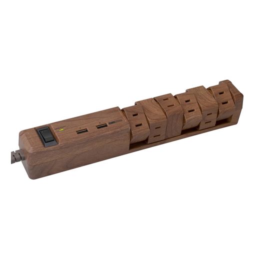 Rakuten - FargoTAPKING電源タップUSB3.4AType-A2ポートクルッと回転(ダークウッドAC12個口)