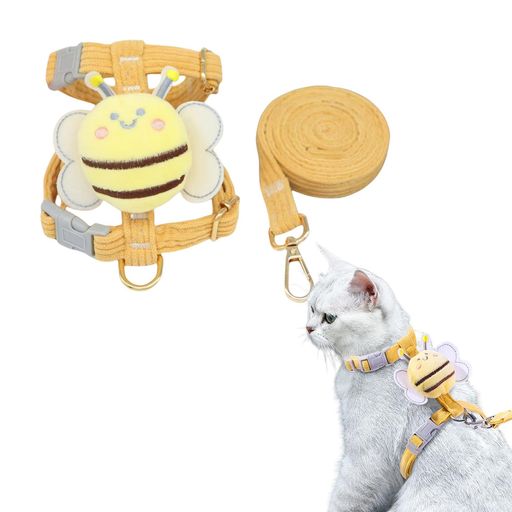 アウトドア 【サイズ】3サイズ展開で愛猫にぴったり!Sサイズ(首回り17-22cm/胸回り22-34cm)、Mサイズ(首回り21-31cm/胸回り27-42cm)、Lサイズ(首回り27-44cm/胸回り34-52cm)から選べ、子猫から成猫まで長く使えます。 【高品質素材】肌触りの良い柔らかい生地と丈夫なウェビング素材を採用。金属製リングでリードをしっかり固定でき、愛猫の安全を守りながら快適に着用できます。 【簡単着脱設計】クイックリリースバックル採用で、初心者でも簡単!愛猫の頭と前脚を通してバックルを閉めるだけで、ストレスなく装着完了です。 【おしゃれなデザイン】背中の可愛いミツバチのぬいぐるみがチャームポイント!お散歩でもSNS映えする、愛猫を一層魅力的に見せるおしゃれアイテムです。 【プレゼントに最適】実用的で可愛いデザインのハーネスは、愛猫家の方への贈り物としても大人気。ペットと飼い主さんの毎日を楽しく彩る素敵な贈り物です。