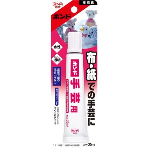 手芸、クラフト、布接着、紙工作 個装形態:ブリスターパック 性状:酢酸ビニル樹脂系エマルジョン形