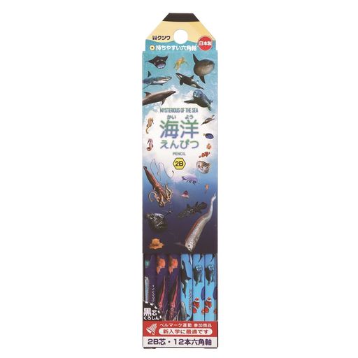 【仕様】海の生物 30種類が大集合したえんぴつ 【特徴1】六角軸 【特徴2】2B黒芯、12本入 【材質】(鉛筆)木材、黒鉛、(外箱)紙 【本体サイズ】H176