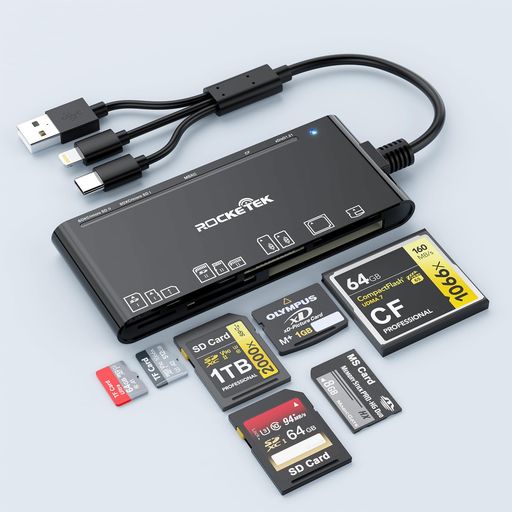 乐天商城 - USB-C/Lightning/USB-Aカードリーダー7in1SD/TF(MicroSD)/MS/XD/CFカードリーダーアダプターOTG対応即挿即用高速転送高精細写真動画/音声ファイル/4Kビデオ設定不要